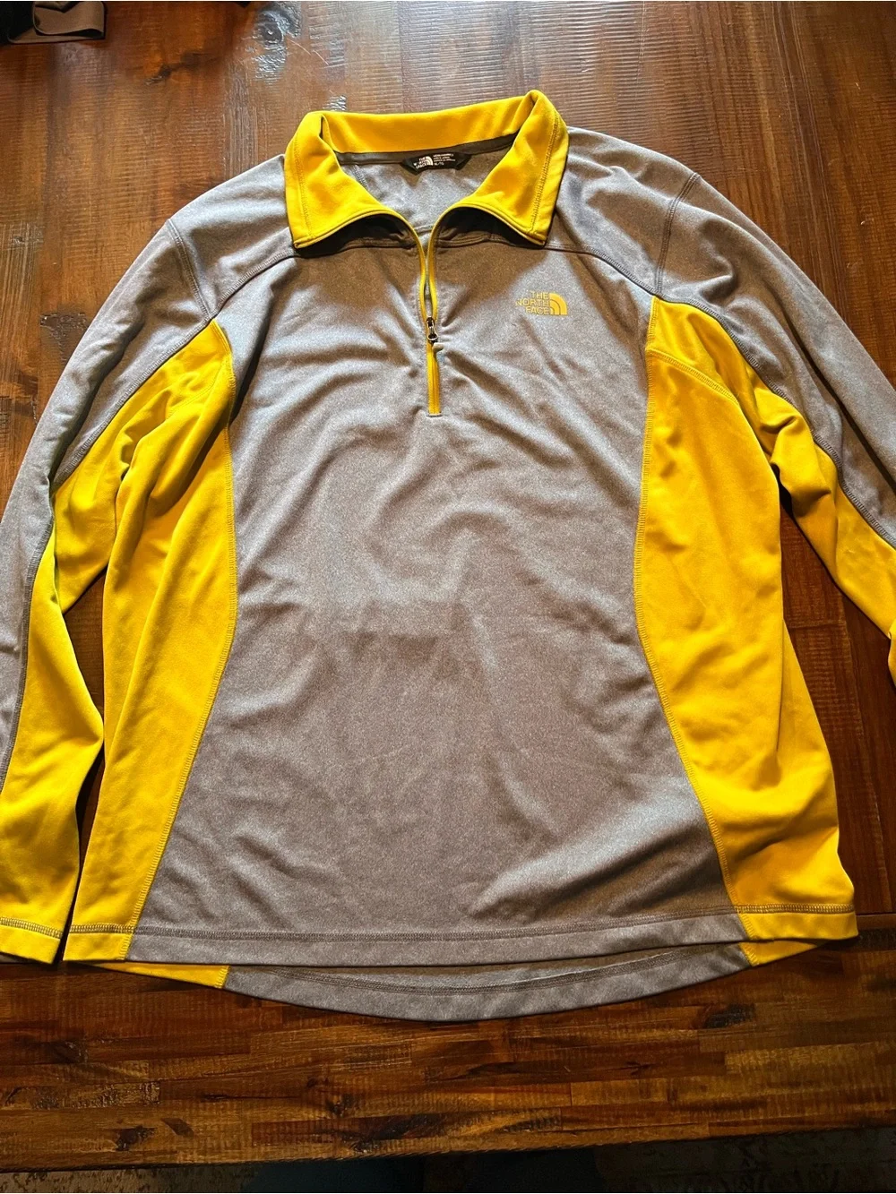 The North Face Men’s Gray and Yellow Half-Zip Performance Pullover